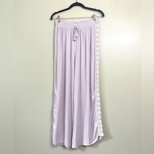 Kiwi & Punch Wide Leg Purple Pants Embroidered
